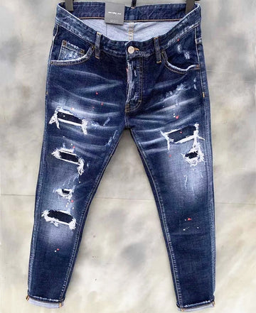 Aidase  Men Ripped Skinny Denim Jeans Luxury Brand Dsq2 Street Wear Fit Jeans Pants Quality Men Holes Stretch Denim Pants Casual Jeans aidase-shop